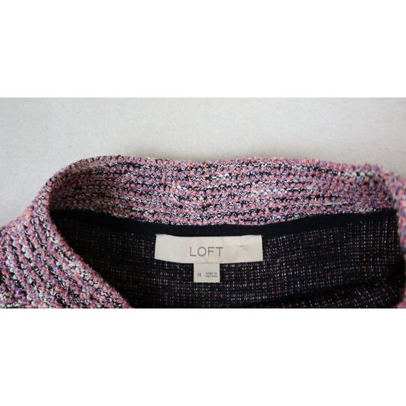 LOFT - WOMEN'S PINK 3/4 SLEEVE TEXTURED  PULLOVER STRETCH KNIT TOP - SIZE M - Picture 3 of 6